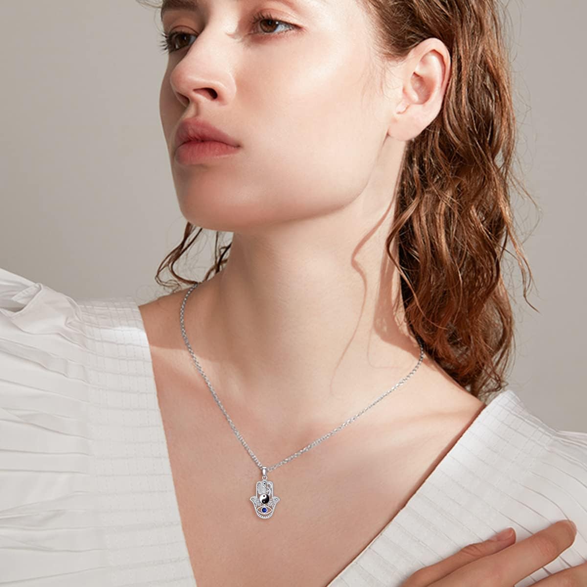 PROESS Hamsa Tree of Life/Viking/Lion/Butterfly/Evil Eye/Yin Yang/Eye of Horus Necklace 925 Sterling Silver Hand of Fatima Pendant Necklace Hamsa Jewelry Gifts for Women Men for Birthday Christmas - Image 4