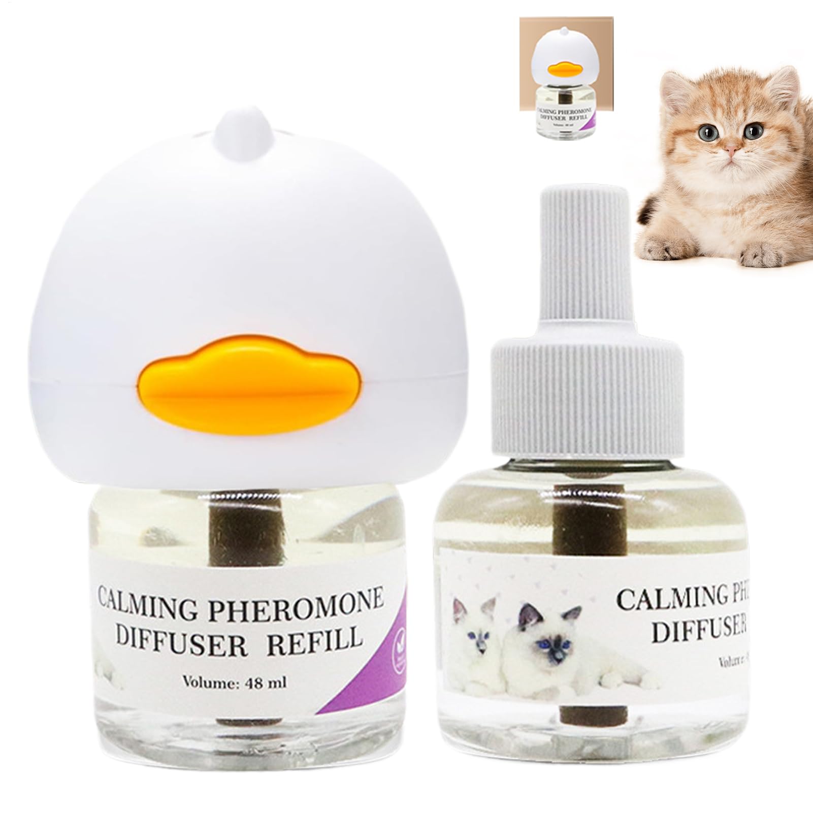 Acunny Cat Soothing Diffuser, Soothing Diffuser for Cats - Soothing Stress Relief Heat Diffuser, 96 ml Relief Spray, Portable Natural Plug-In for Indoor Outdoors, Tension