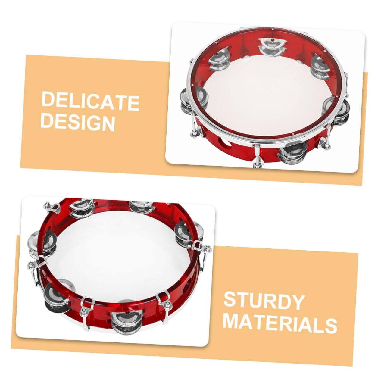 BESTonZON Tamburello Portatile Mano per Ragazzo Ragazza Strumento Musicale Percussione Leggero e Resistente per Feste e Attività Didattiche