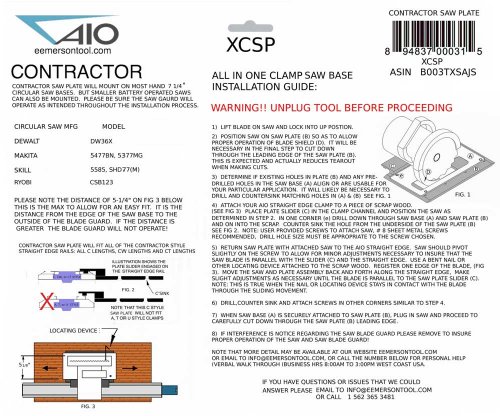 E. Emerson Tool Co. XCSP All-In-One Contractor Saw Plate