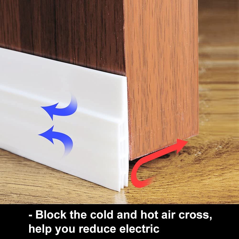 Drofail Door Draught Excluder Door Bottom Seal,Under Door Draft Stopper Soundproof Door Seals Weather Strip Front Door - White 3