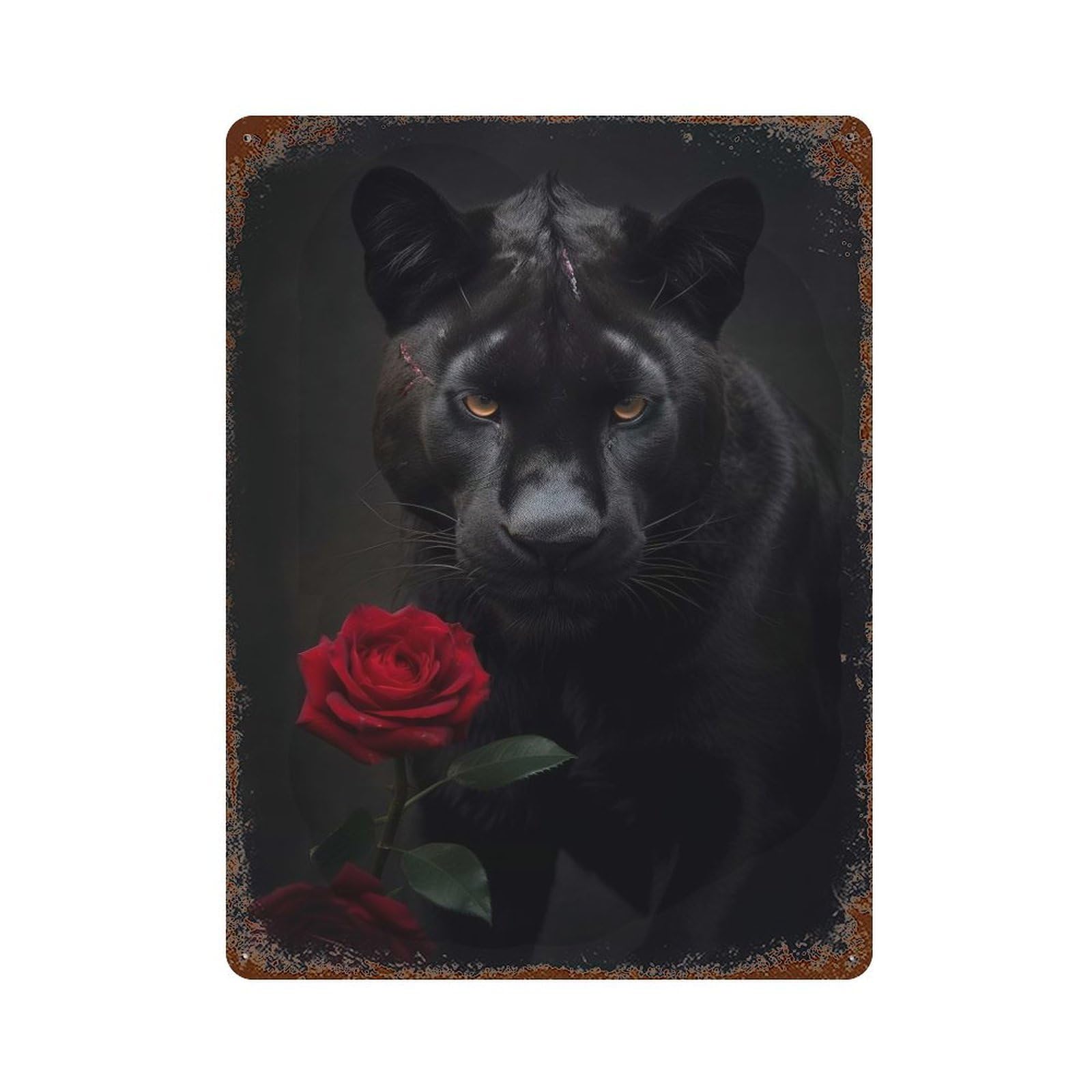 Rust Effect Black Panther Scars Weathered Tin Sign 15.7"x11.8", Novelty Wall Decor for Office, Studio And Wall Decor