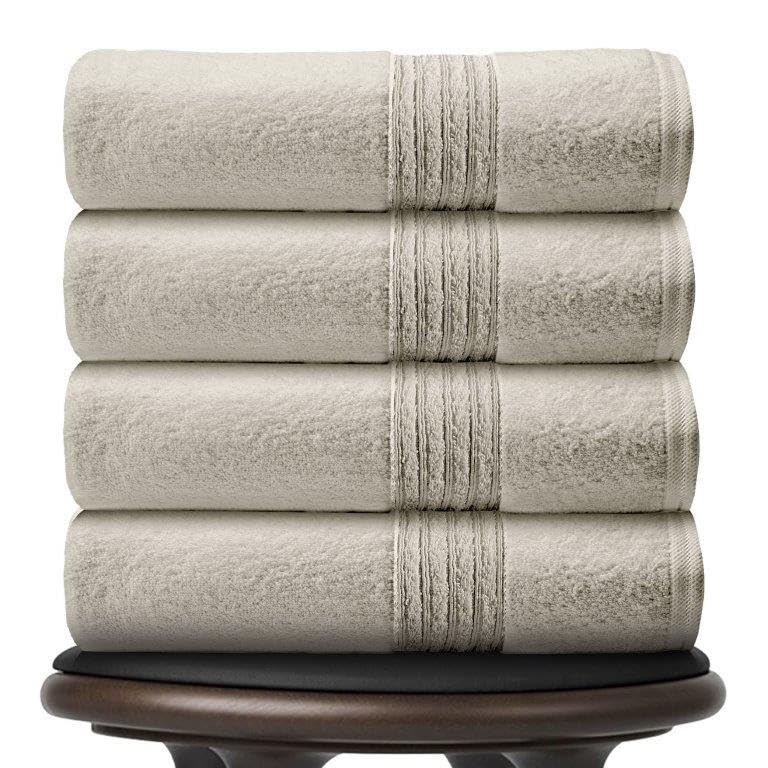 GC GAVENO CAVAILIA Pack of 4 Jumbo Bath Sheets 450 GSM | Highly Absorbent Quick Dry 100% Cotton Towel Sets | (80x170 Cm) Bath Sheets Towels Extra Large, Cream — image 1