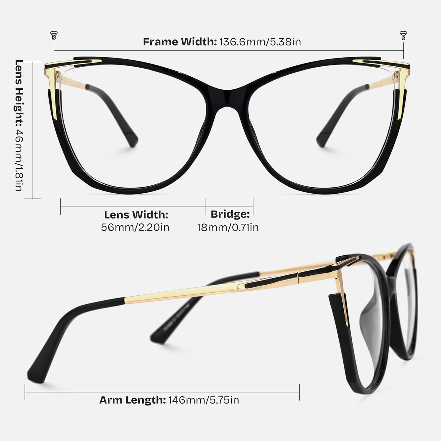 Zeelool Glasses Frame for Women, Cat Eye Eyeglasses Eyewear with Clear Lenses - Image 4