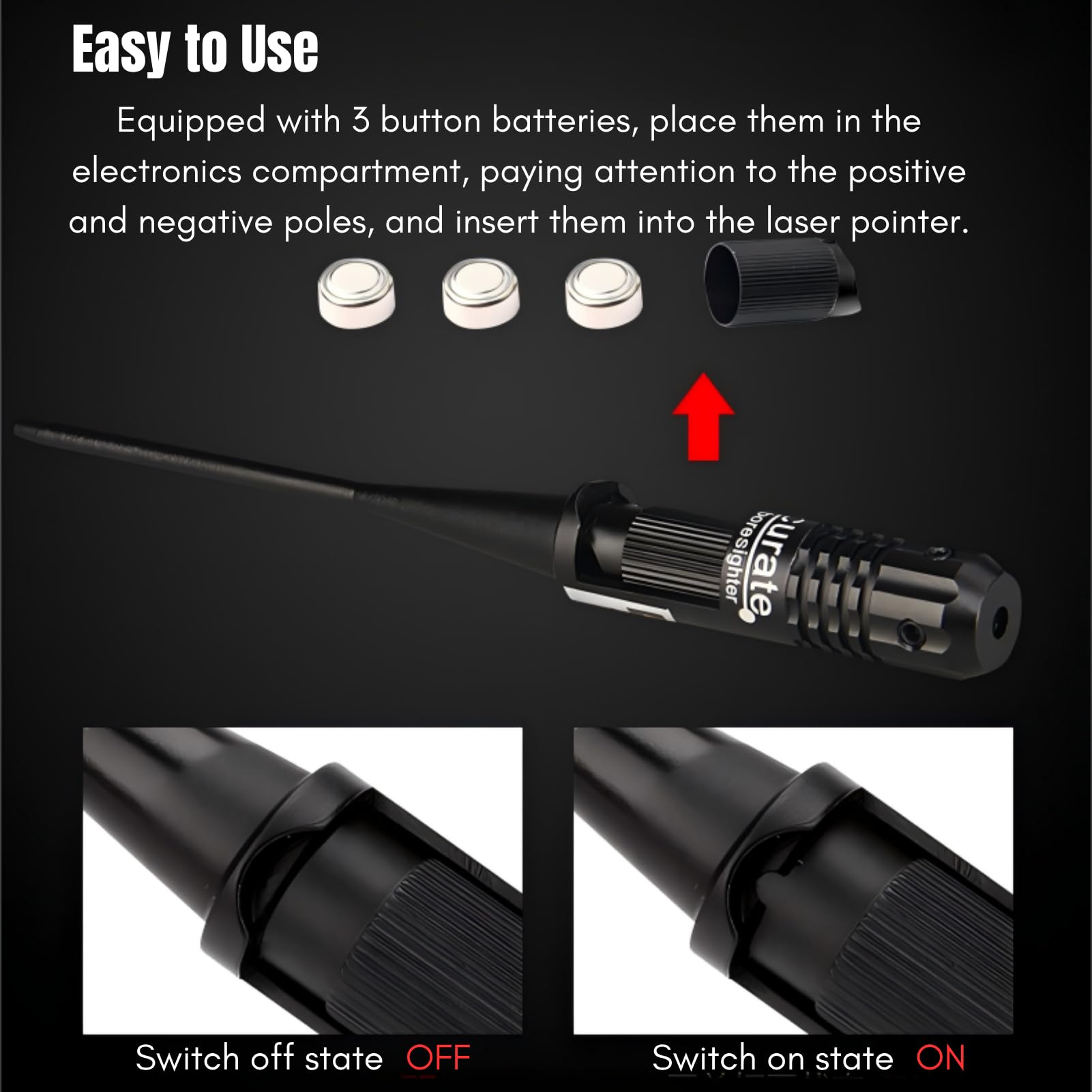 Bore Sighter, .22~.50 Laser Bore Sighter Kit Visierkartusche Boresight Kollimator Zielverfolgungswerkzeug Aluminiumlegierung für horizontale Kalibrierung