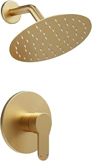 Shower Faucet Set with Valve, Shower Faucets Sets Complete（Valve Included) with 6 Inch High-Pressure Rian Shower Head,Brushed Gold