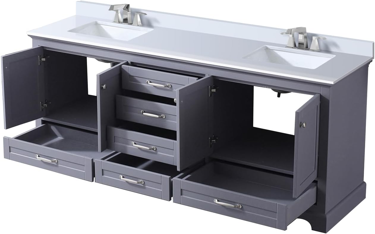 Dukes 80 in. W x 22 in. D Dark Grey Double Bath Vanity, Cultured Marble Top, and Faucet Set