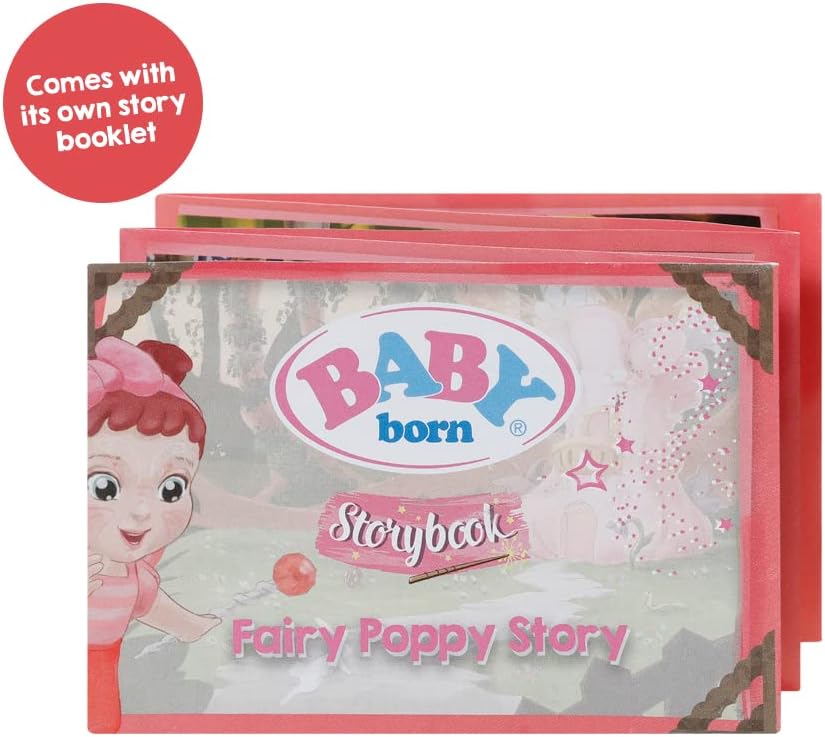 BABY born 4001167831823 Storybook Fairy Poppy Poppy-18cm Fluttering Wings-Includes Doll, Wand, Stand, Backdrop and Picture Booklet-Suitable for Children Aged 3+ years-831823