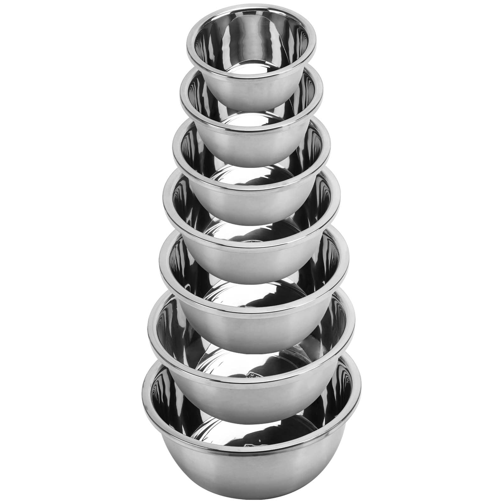 acDesign 7PCS Stainless Steel Mixing Bowls Set, Polished Mirror Kitchen Bowls for Kitchen, Cooking， Baking & Serving, Food Prep