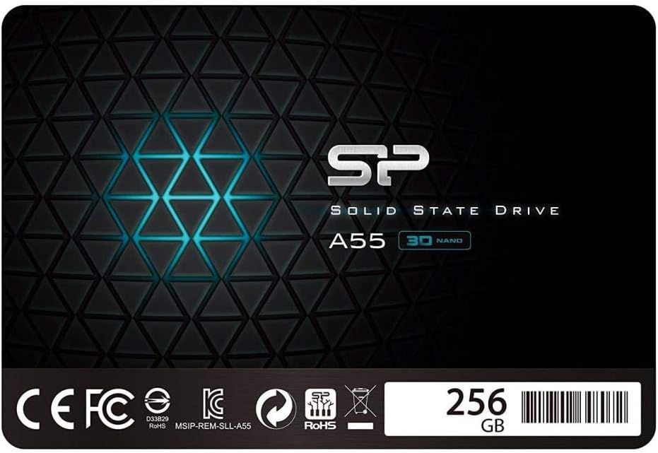 Silicon Power-256GB SSD 3D NAND A55 SLC Cache Performance Boost SATA III 2.5" 7mm (0.28") Internal Solid State Drive