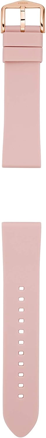 Fossil Silicone or Leather Interchangeable Watch Band Strap with Stainless Steel Buckle Closure 22mm Blush/Rose Gold