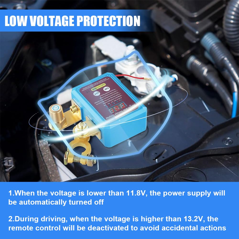 Bezprzewodowy zdalnie sterowany wyłącznik samochodowy, odłącznik akumulatora 12 V, 240 A, z pilotem zdalnego sterowania i wyświetlaczem LED Voltage, odłącznik akumulatora do samochodu, RV, ATV