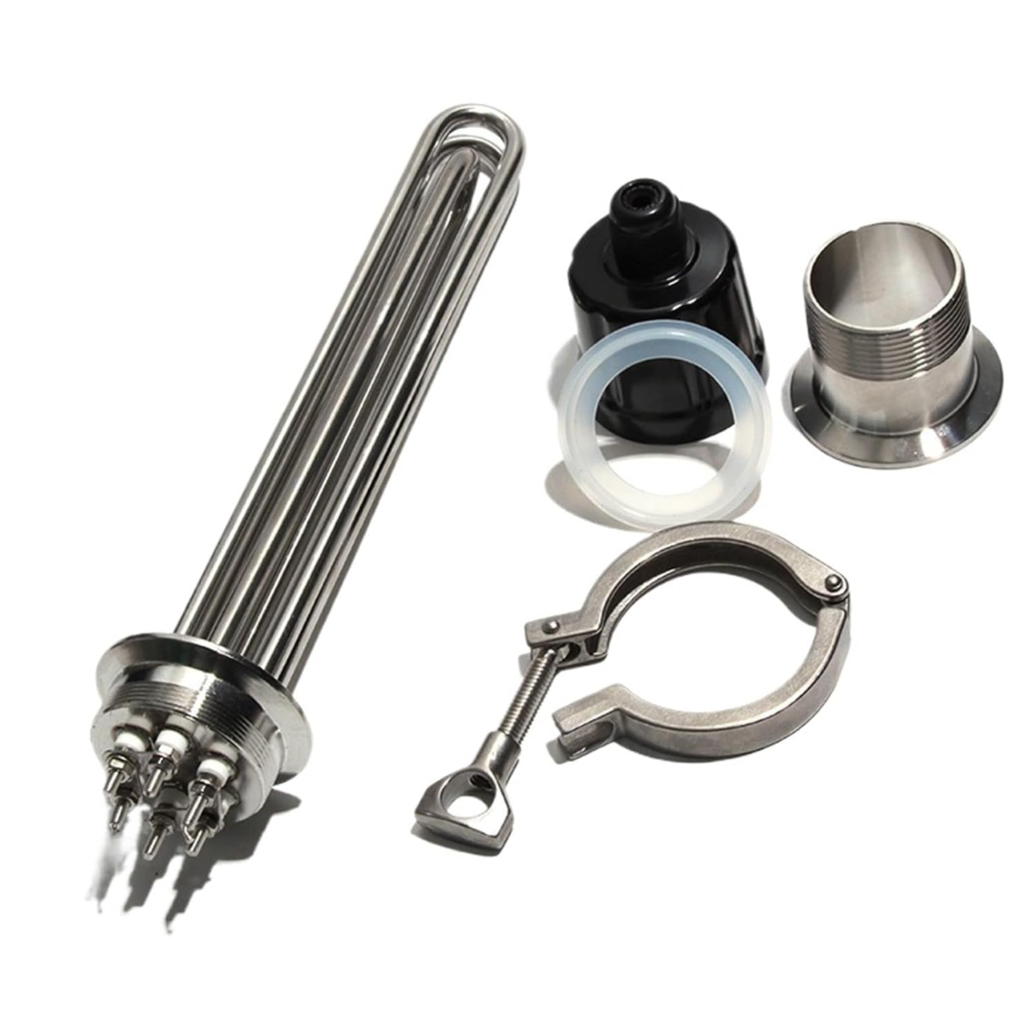 Brewing Heating Element 2" (OD63mm) Tri Clamp 220V/380V 3/4.5/6/9/12KW SUS304 Immersion Water Heater with Accessories(380V 3KW 190mm)