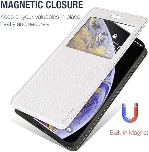 Miniatura 3 de Funda para Vivo Y21e 2022, funda de cuero de grano de madera con tarjetero y ventana, cubierta magnética con tapa para Vivo Y21a 2022 (6.51 pulgadas)