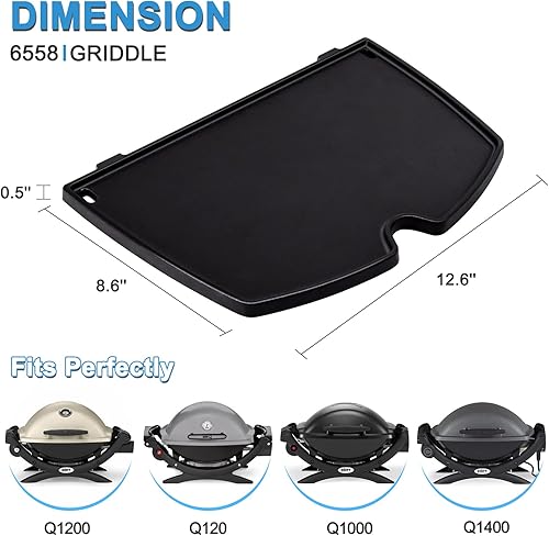 Miniatura 2 de Adviace Placa de plancha de hierro fundido 6558 y rejillas de parrilla de hierro fundido 76447582 para Weber Q100, Q120, Q140, Q1000, Q1200, Q1400,