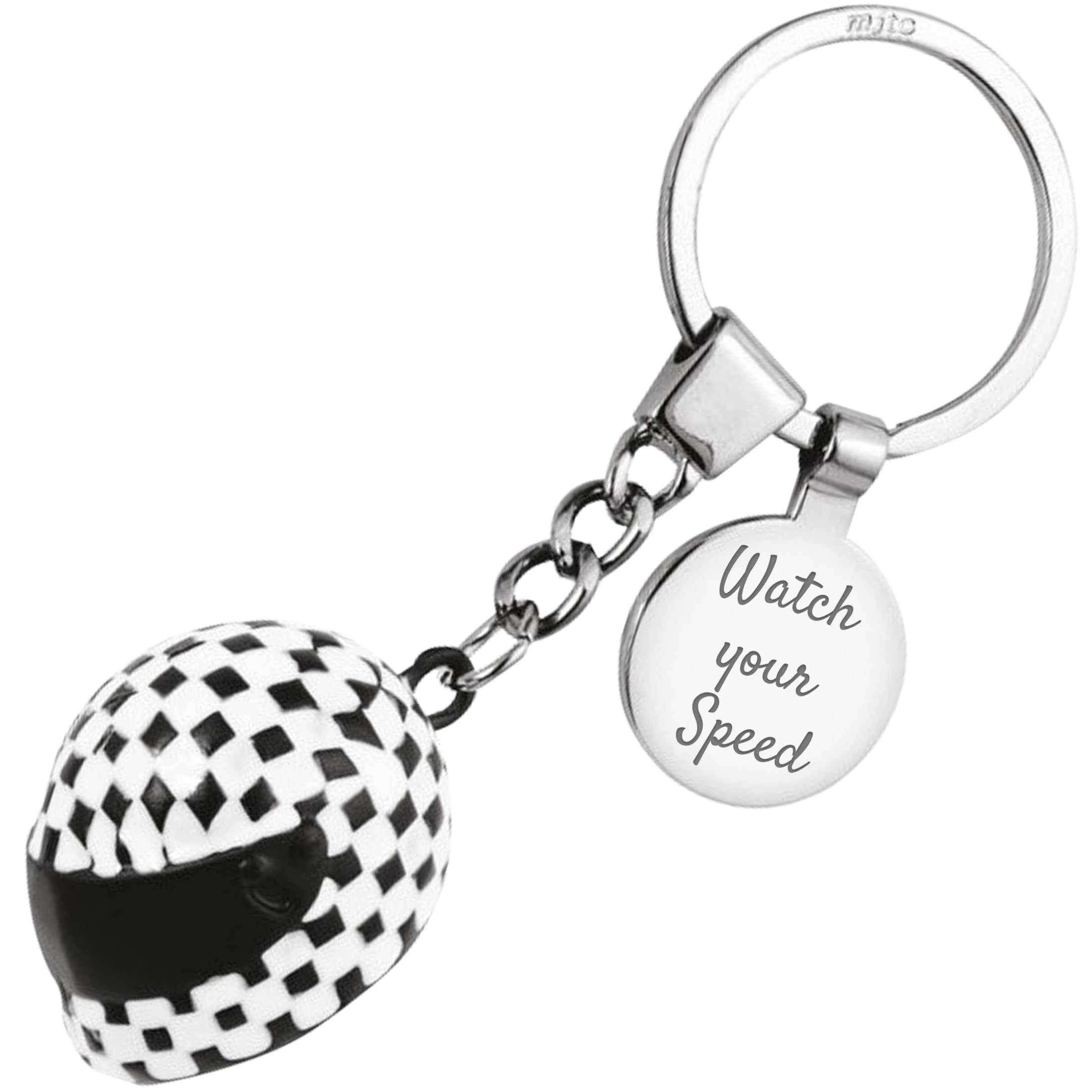 Personalised Chequered Flag Motorbike/Motorcycle Helmet Keyring Large Style | Unique Gift for Bikers, New Drivers, Men and Women | Cool Keychain Accessories for Superbike, Mopeds, Keys and Bag | Boxed