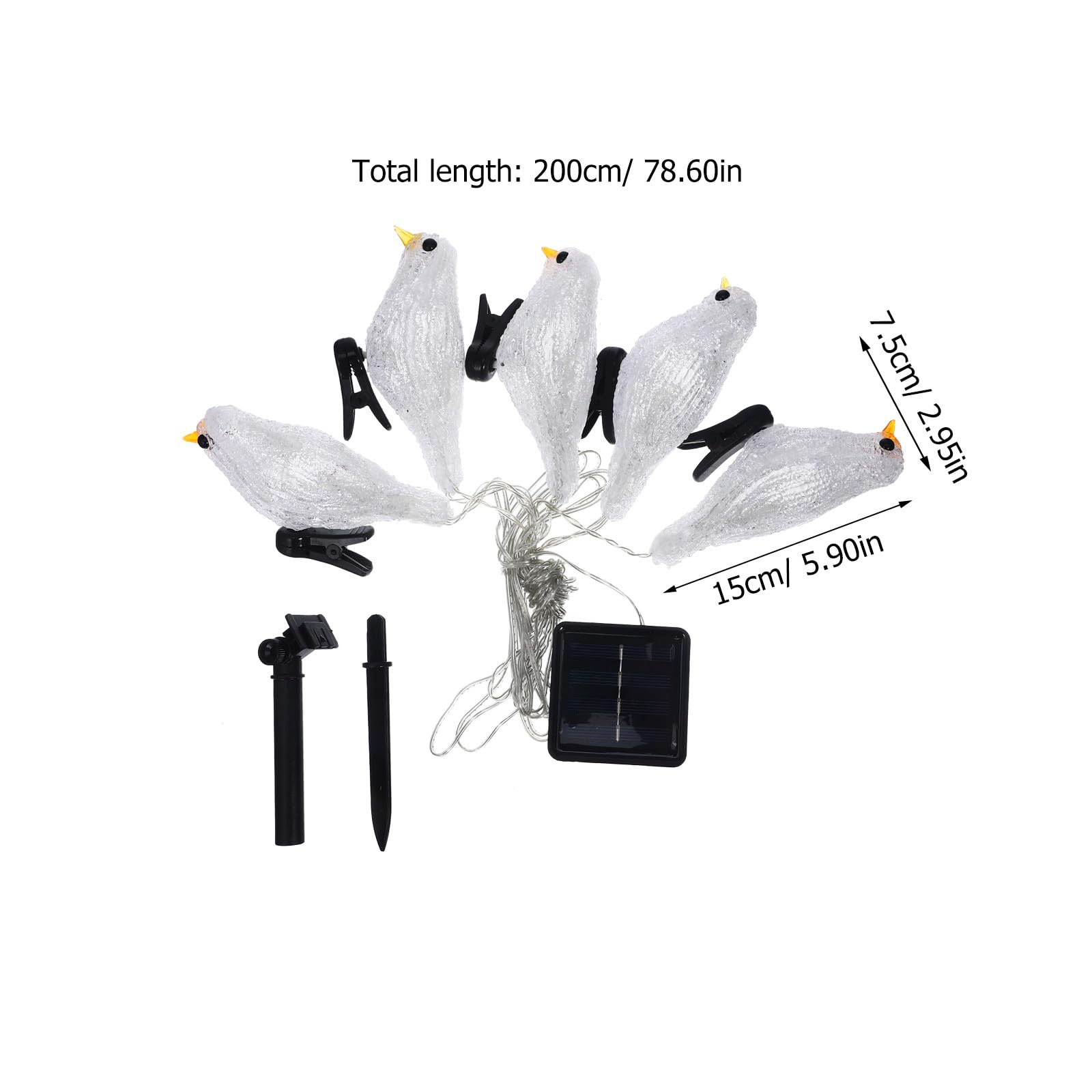Hemobllo Solar LED Lichterkette Vogelform Wetterfeste Acryl Rotkehlchen Gartenlampe mit Solarpanel Energiesparende Außenbeleuchtung für Terrasse Balkon Hof