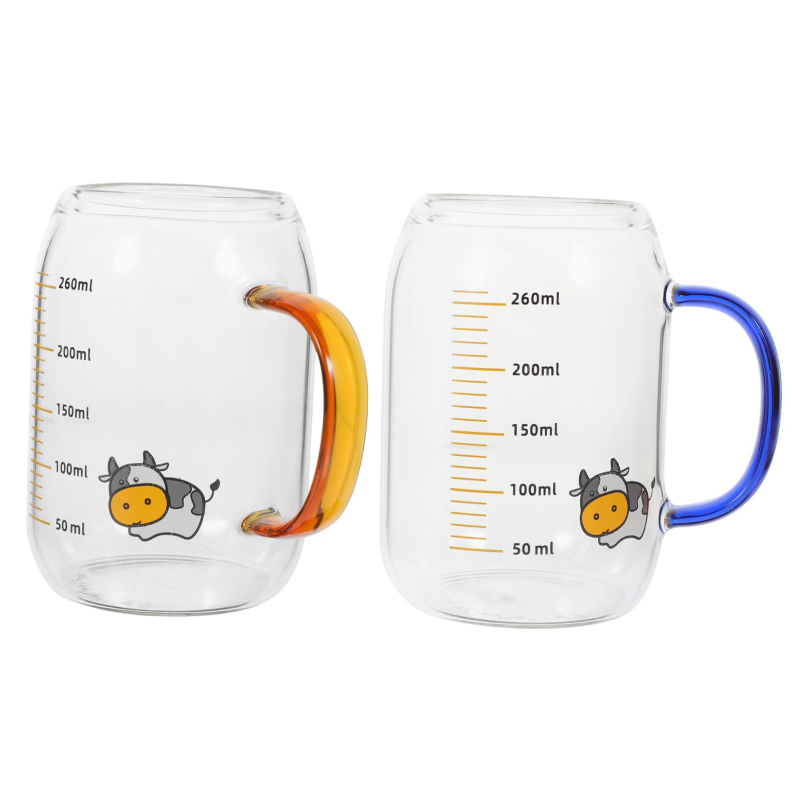 Taza de Leche a Escala 260ml de Vidrio Azul Mango, 2 Piezas