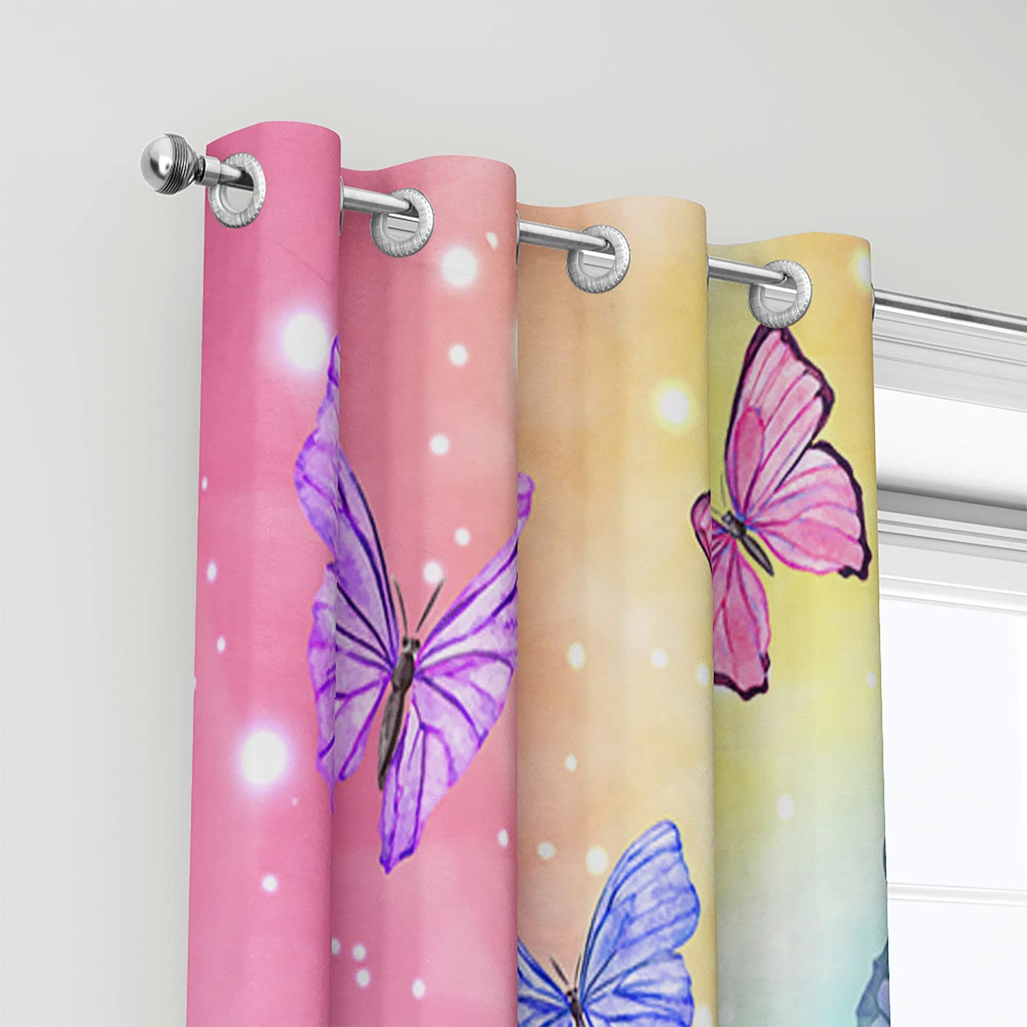 HOSIMA Curtains Blackout Eyelet for Boys and Girls Soft Breathable Butterfly Print Curtains 2-piece Set Suitable for Young People's Bedroom Living Room Decoration(Butterfly,117x137) - Image 3