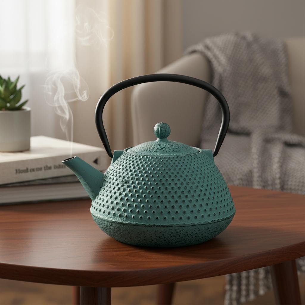 Tetera 0,8L de Hierro Colado con Diseño Texturizado y Asa Ergonomica