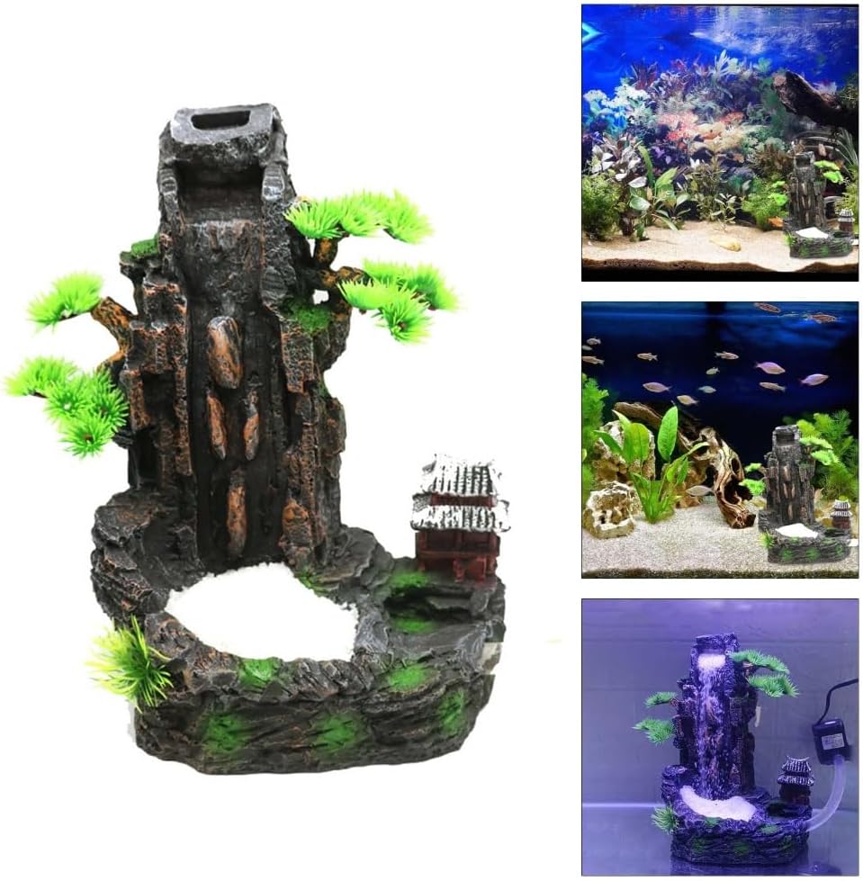 Realistic Waterfall Mountain Aquarium Ornaments for Fish Tanks Landscape