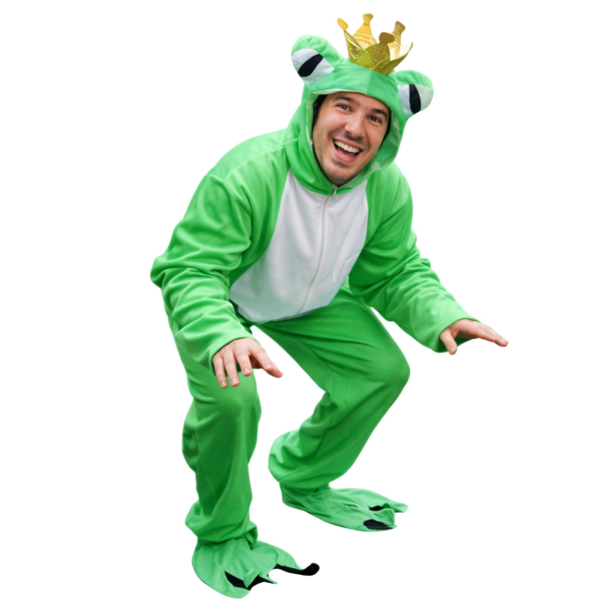 Ikumaal Frosch-König Kostüm, Sy12 XL, für Erwachsen-e Männer Frau-en, Frösche Märchen Kostüm-e Fasching Karneval Fasnacht Faschingskostüm-e Karnevalskostüm-e