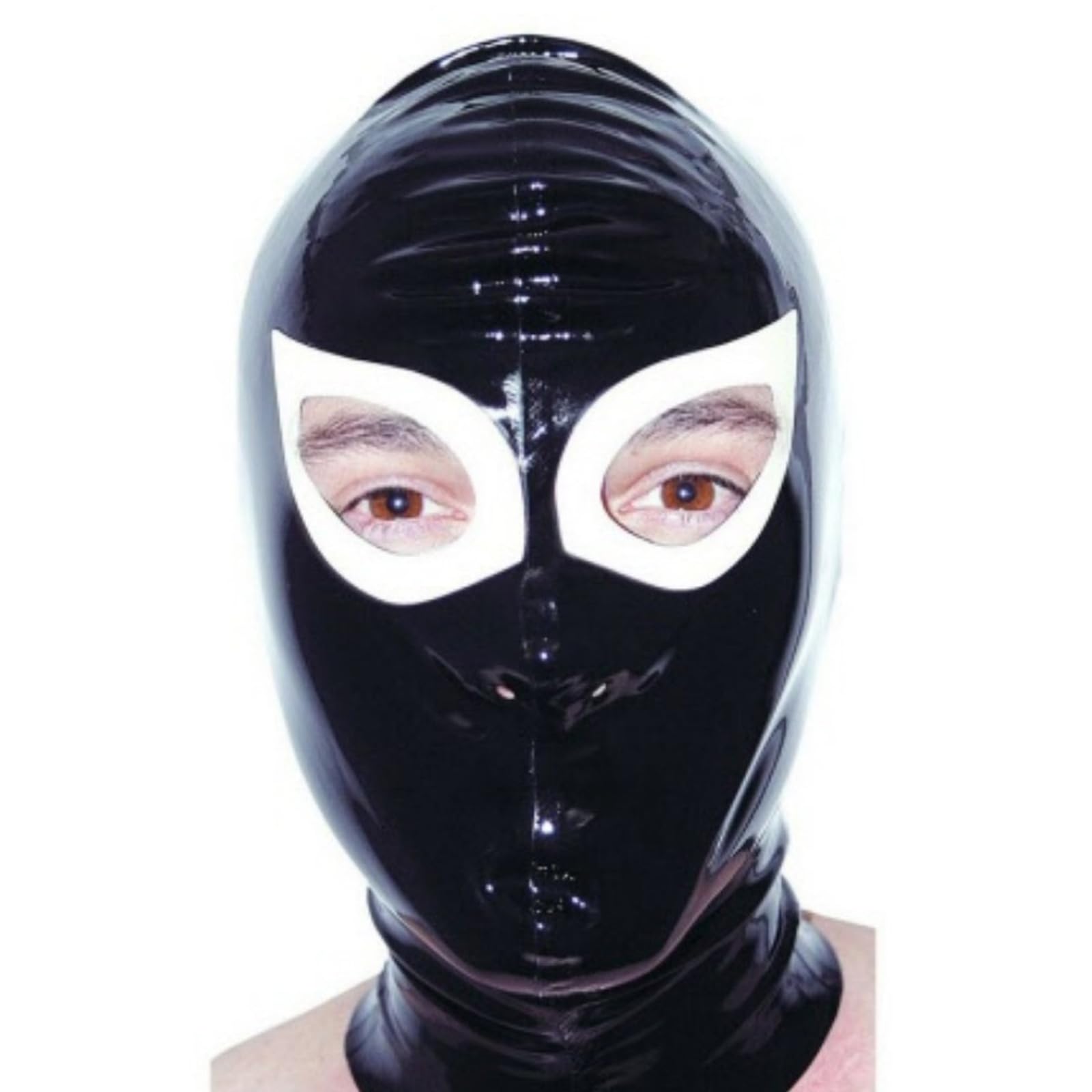 PRLBESL Latex Hood Fetish Full Face Mask Open Eyes Rubber Hood Elastic Breathable Handmade for BDSM Party(Size:S-63CM)