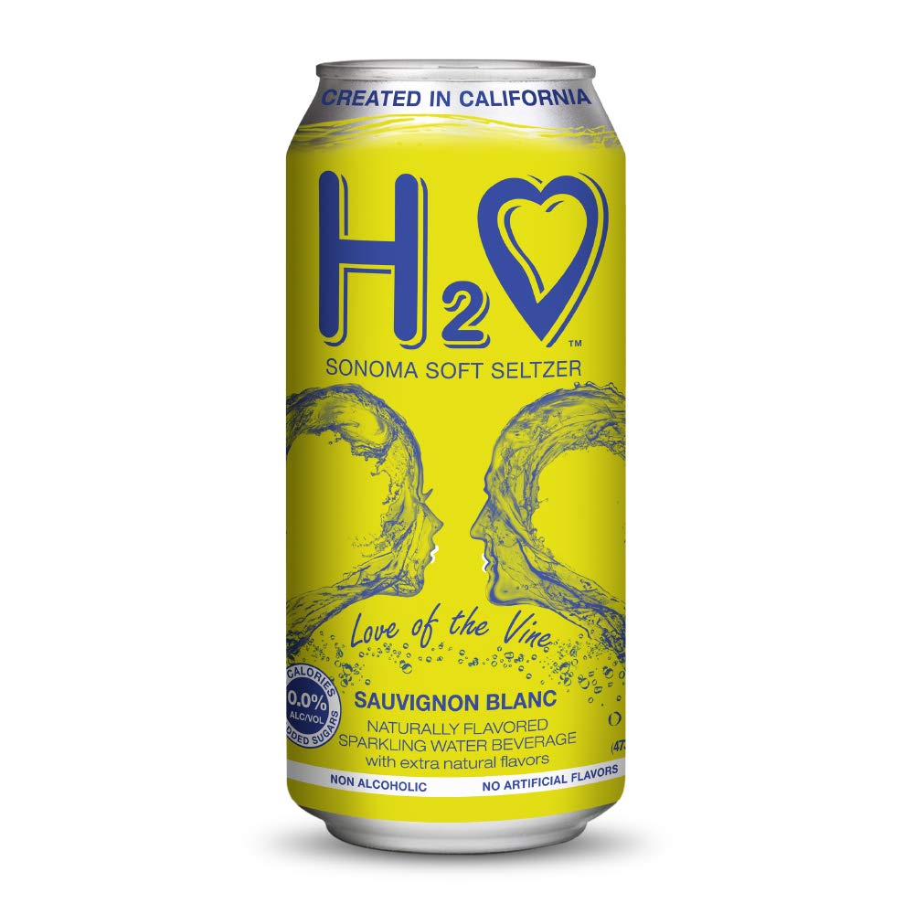 H2O (New Vintage) The World’s First California Wine-Infused Sparkling Refreshment, 0.0% Non-Alcoholic, (Sauvignon Blanc, Pack of 12-12 Fl oz Can)