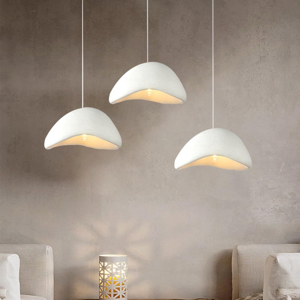 Kreatywna Lampa Wisząca Wabi-Sabi Styl Nordycki Nowoczesna Żyrandol 3 Światła Lampa Do Jadalni Regulacja Wysokości Lampa Wisząca E27 Biała Do Salonu Sypialni Kuchni Restauracji Rodziny Goszczącej(A)