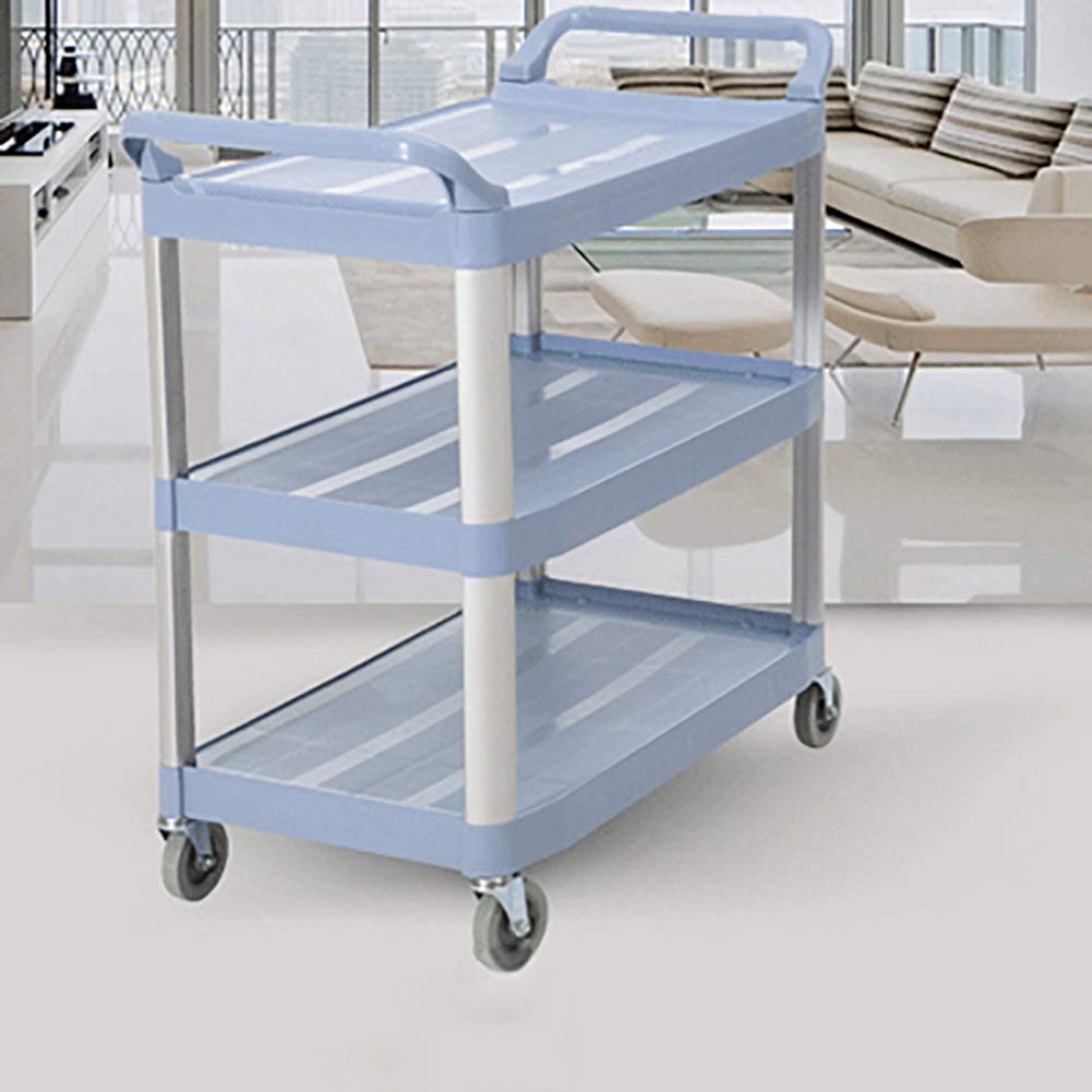 Carts,Storage Car Service Car Utility Vehicle Multifunction Portable Trolley Home Trolley 3 Tier Hotel Catering Cart with Handle, Wheeled Plastic Cleaning Service Rolling Trolley for Restaurants