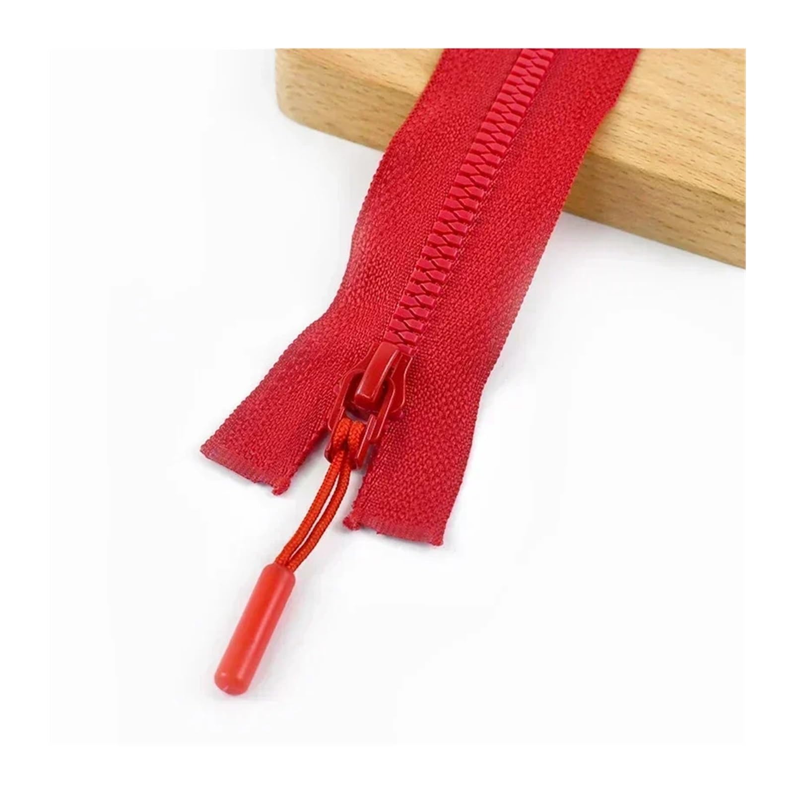 2/5/10Pcs 5# Sewing Resin Zipper 15/18/25cm Close-End 40-80cm Open-End Zippers for Bag Clothes Zip Repair Kit DIY Accessories(Red,OpenEnd-60cm,10Pcs)