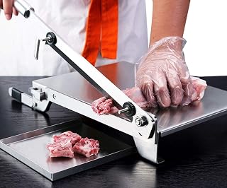 Moongiantgo Manual Frozen Meat Slicer Bone Cutter Ribs Chicken Cutter Stainless Steel Cutting Machine for Lamb Chops Pork Beef Fish Vegetable Meat Chopper (KD0265)