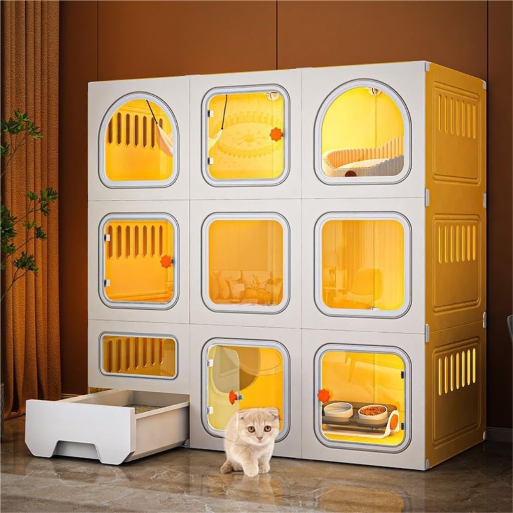 review cat Villa Cat Villa Home Indoor Large Free Space with Toilet All-in-one Luxury Cage Thickened and Reinforced Cat Cage Cat Cage