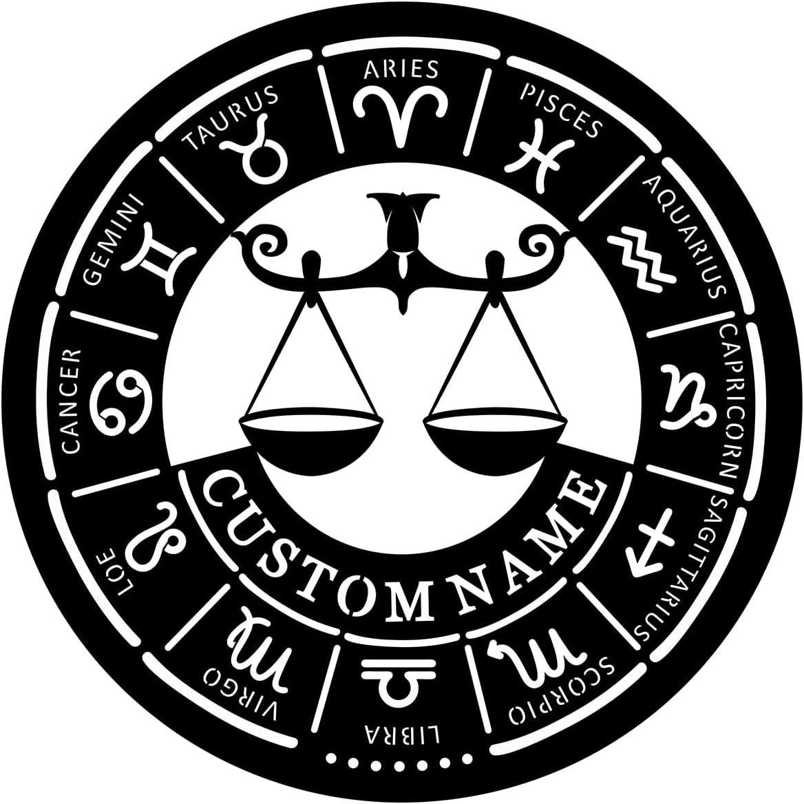 Customized Zodiac Sign Metal Sign Wall Art Personalized Metal Wall Hanging Plaque Decoration Ideal Housewarming Home Conservatory Indoor Outdoor Gift (Libra)