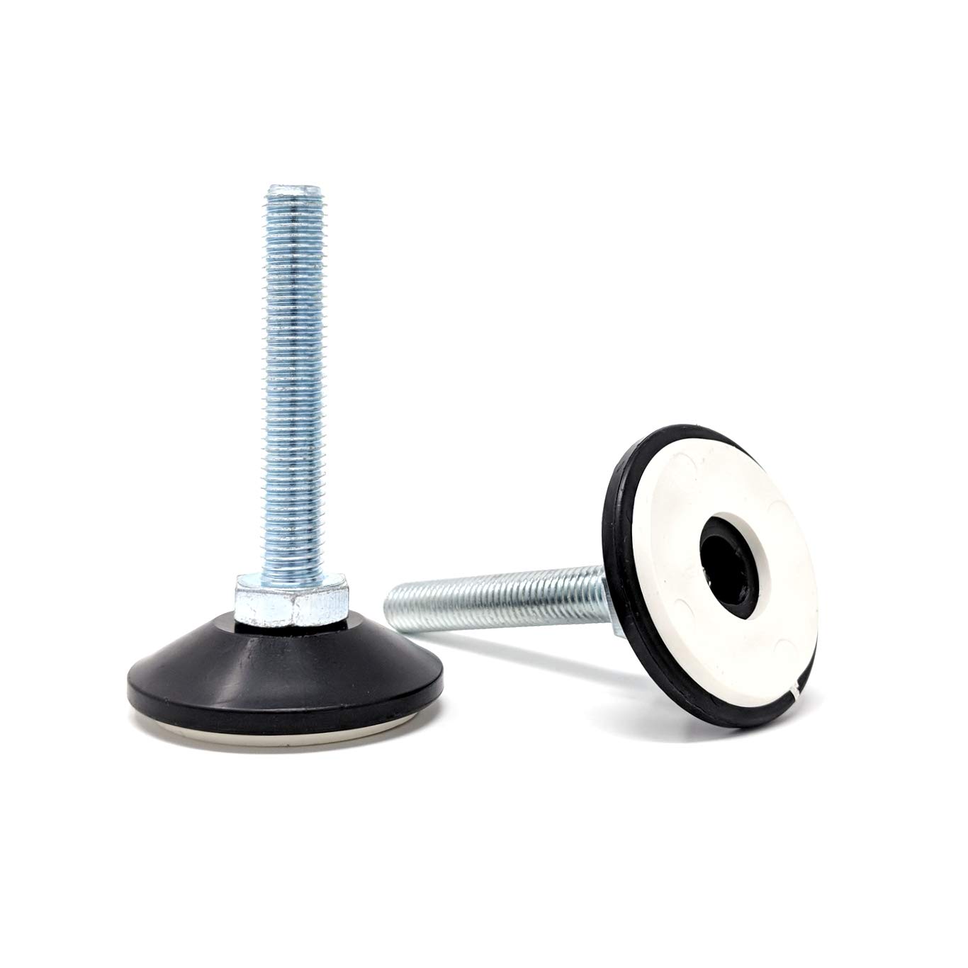 Non-Slip Adjustable Feet with Articulating Rubber Base (48mm Diameter Base, M10x60mm, Pack of 8) Weight Rated Threaded Furniture Appliance Machine Foot - Made in Germany โ image 1