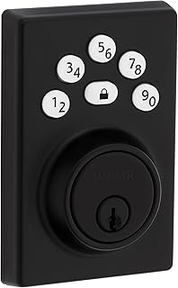 Weiser Elements Matte Black Keyless Entry Door Lock/Deadbolt Lock, 5-Button Keypad Door Lock with Auto Lock and 12-Month Battery Life, Electronic Door Locks for Front Door, Modern Home Décor