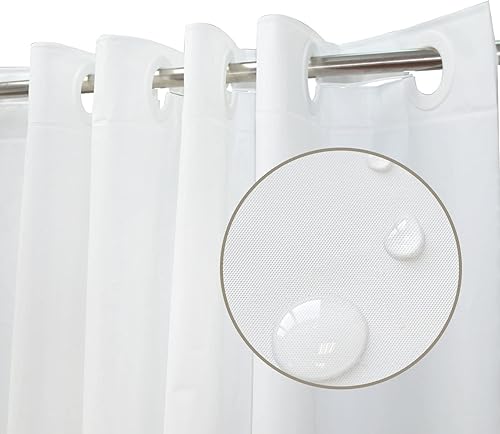 Miniatura 4 de YISURE Cortina de ducha sin gancho blanca, forro de cortina de ducha de plástico PEVA impermeable resistente para baño, sin gancho, 72x74 pulgadas