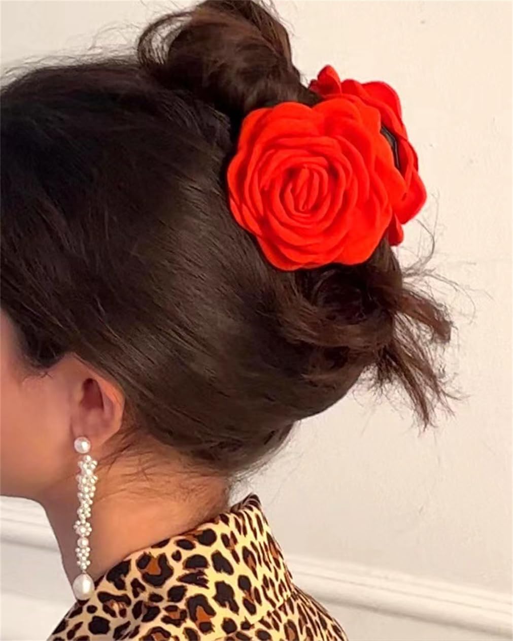 Red Rose Flower Hair Clip - Image 3