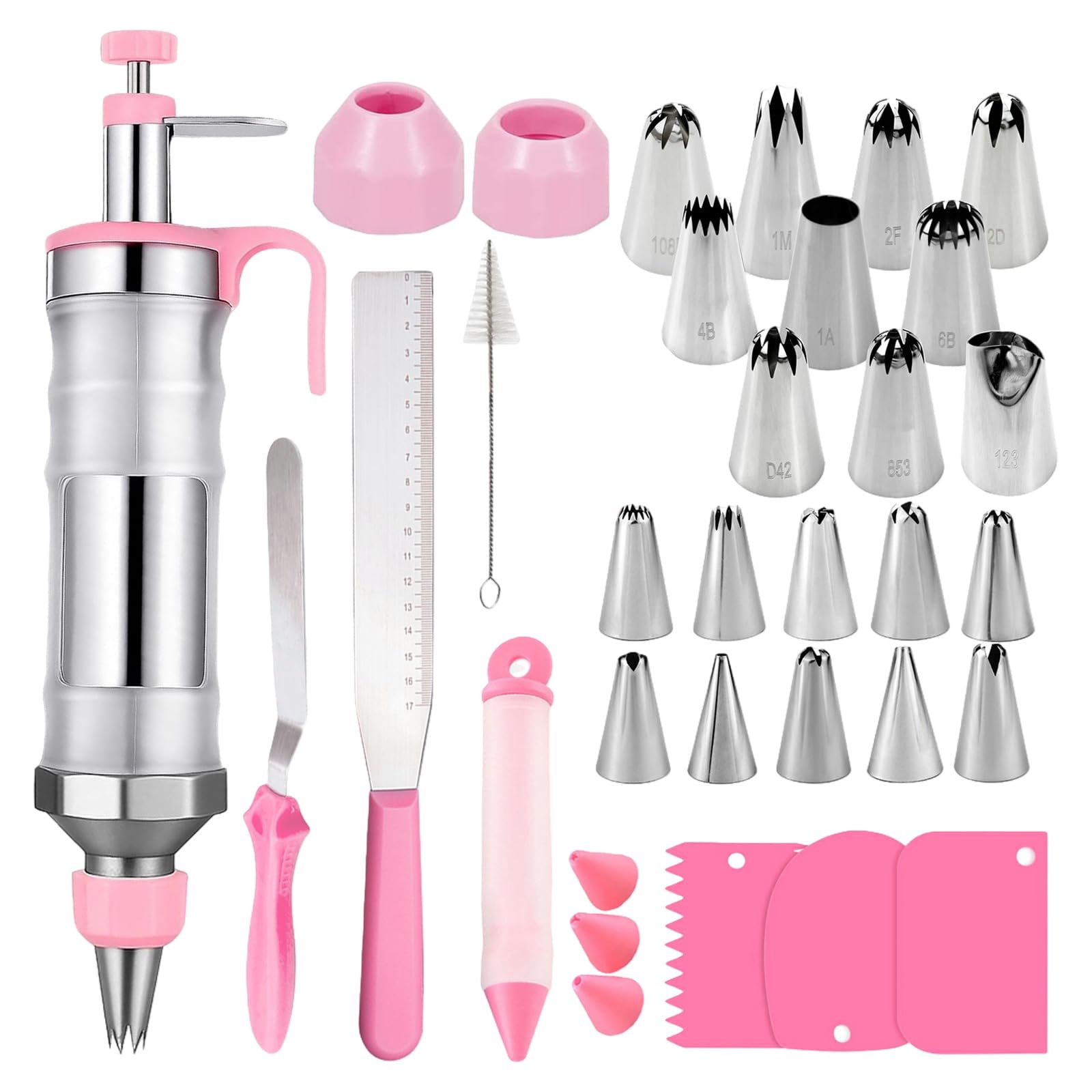 Zxfdsfdbnm Sturdy 34 Piece Baking Decorating Set with Various Nozzles Home Baking Accessories for Artistic Designs Rustless Frosts Piping