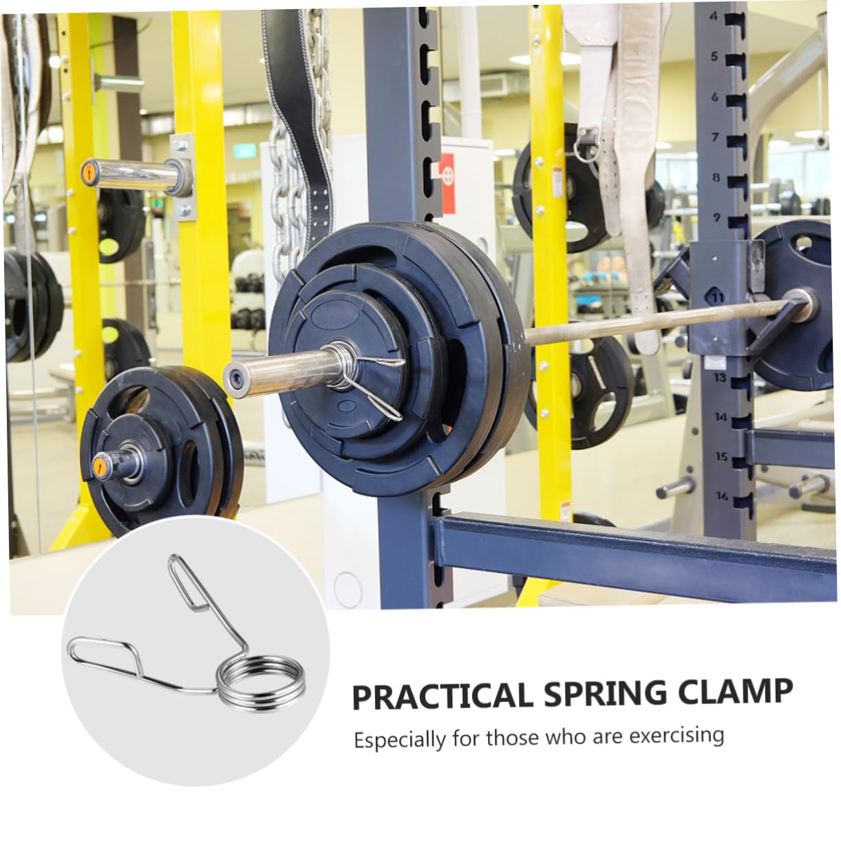 VANZACK Barbell Clamps 2pcs Spring Clamp Collar for Weightlifting Durable Steel Barbell Clips Easy to Use Silver Tone