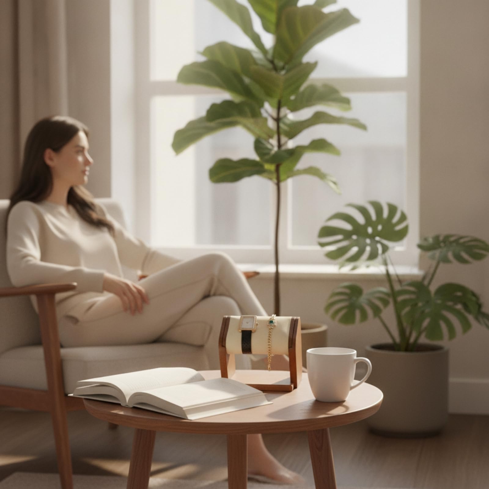 TISHITA Porte-montre avec Coussinet Doux et Structure Minimale pour Montrer Votre Montre sur le Bureau et l'Étagère Murale Dans la Chambre, Noir PU