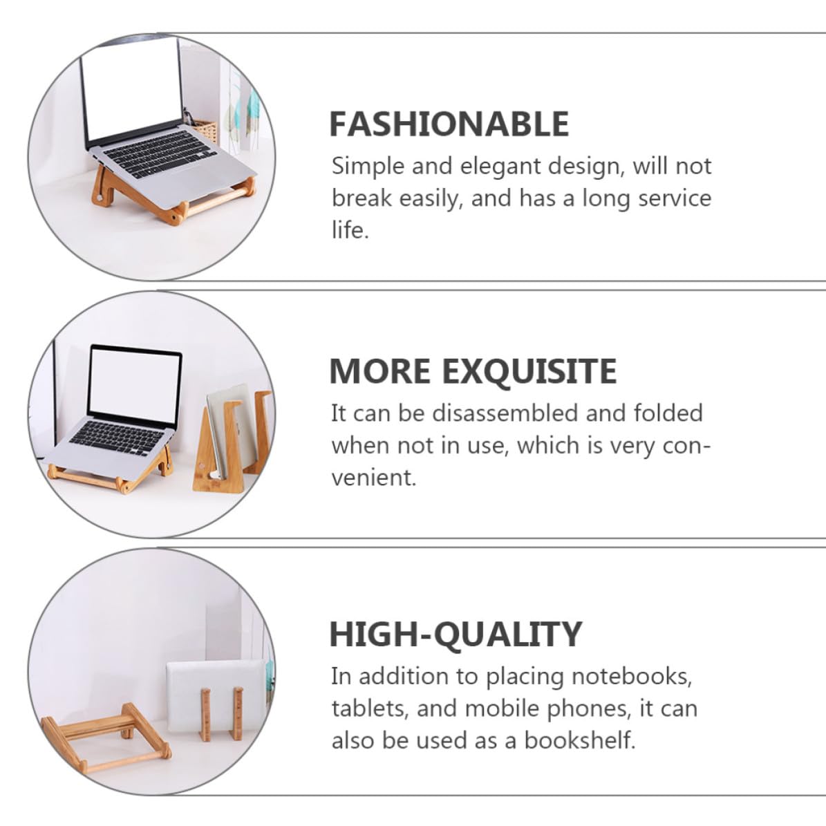 CALLARON Supporto per Laptop in Bambù Beige, Pieghevole e Smontabile