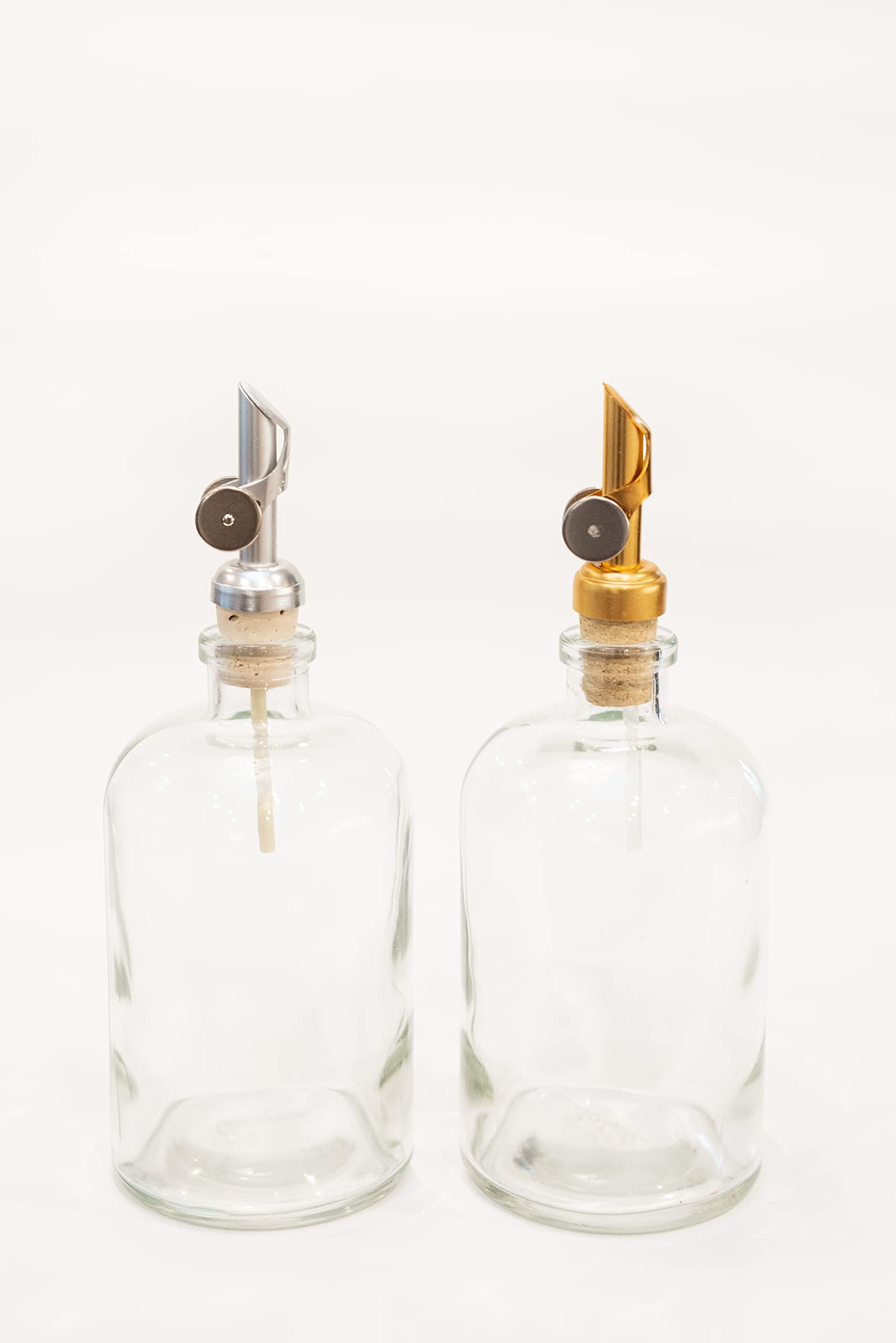 Buy Rail19 Clear Glass Mouthwash Dispenser with Metal Pour Spout Cooking Oil and Vinegar