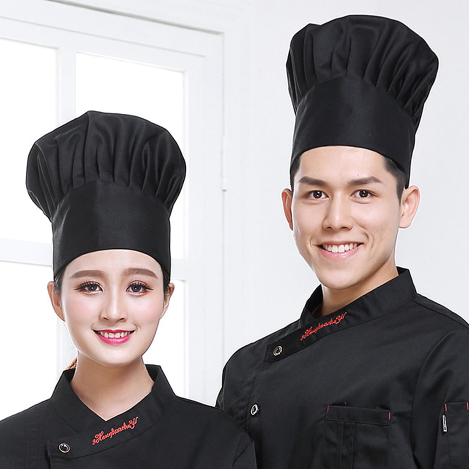 Toque De Chef Adulte Unisexe - Blanc, Polyester, Bande élastique Réglable - Pour Cuisine, Restaurant, Boulangerie, Barbecue