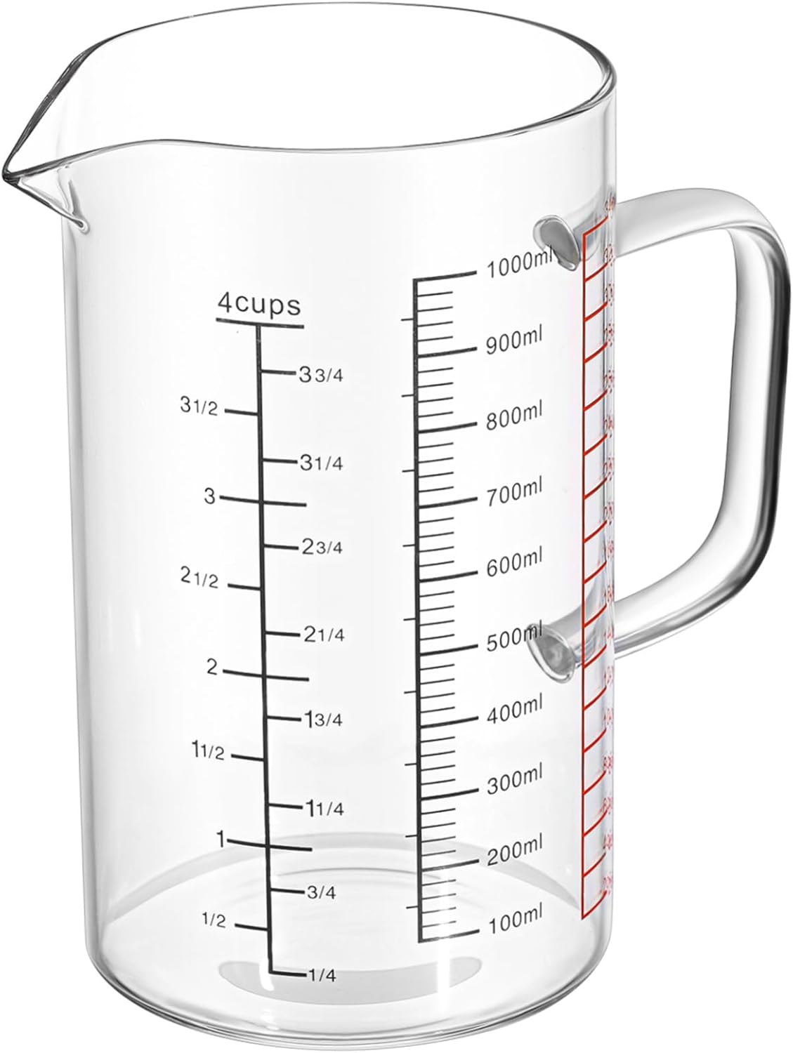 KICHOUSE Glass Measuring Cup Handle Multi-scale Liquid Measurement for Cooking and Baking Accurate and Kitchen Tool