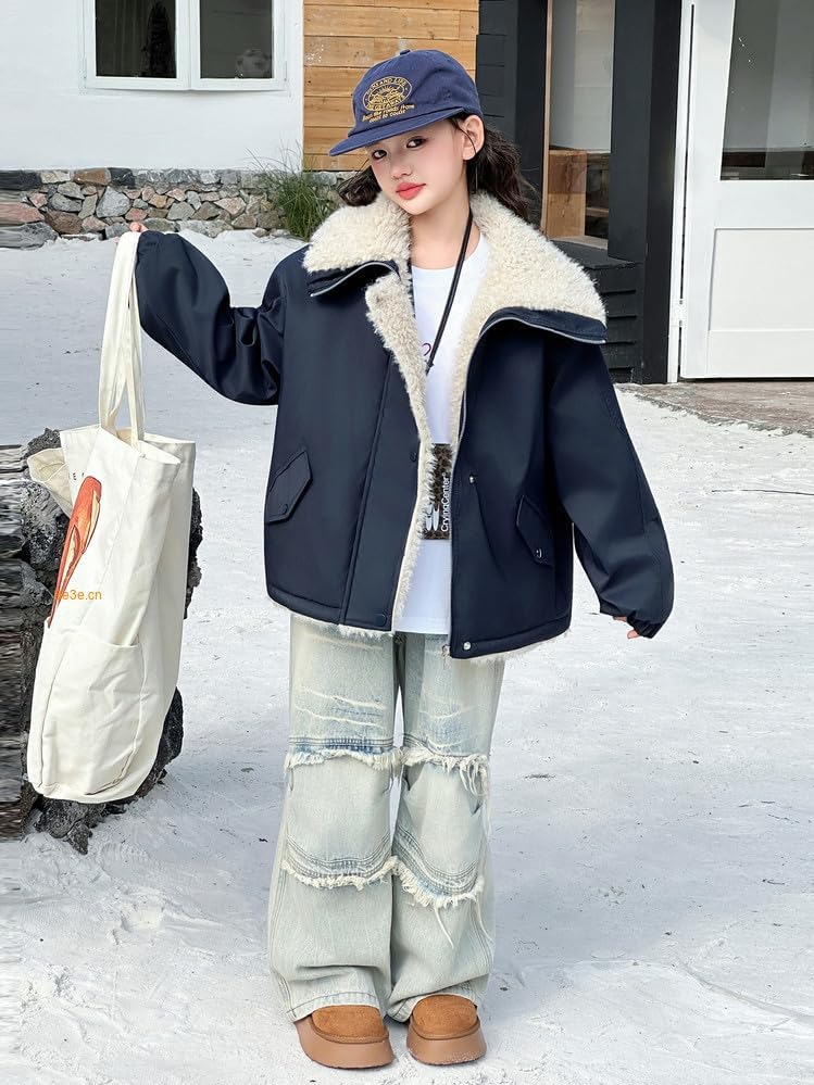 [Luzverde] パーカーコート キッズ パーカージャケット 女の子 裏ボア もこもこ 子供服 長袖 無地 アウター カジュアル