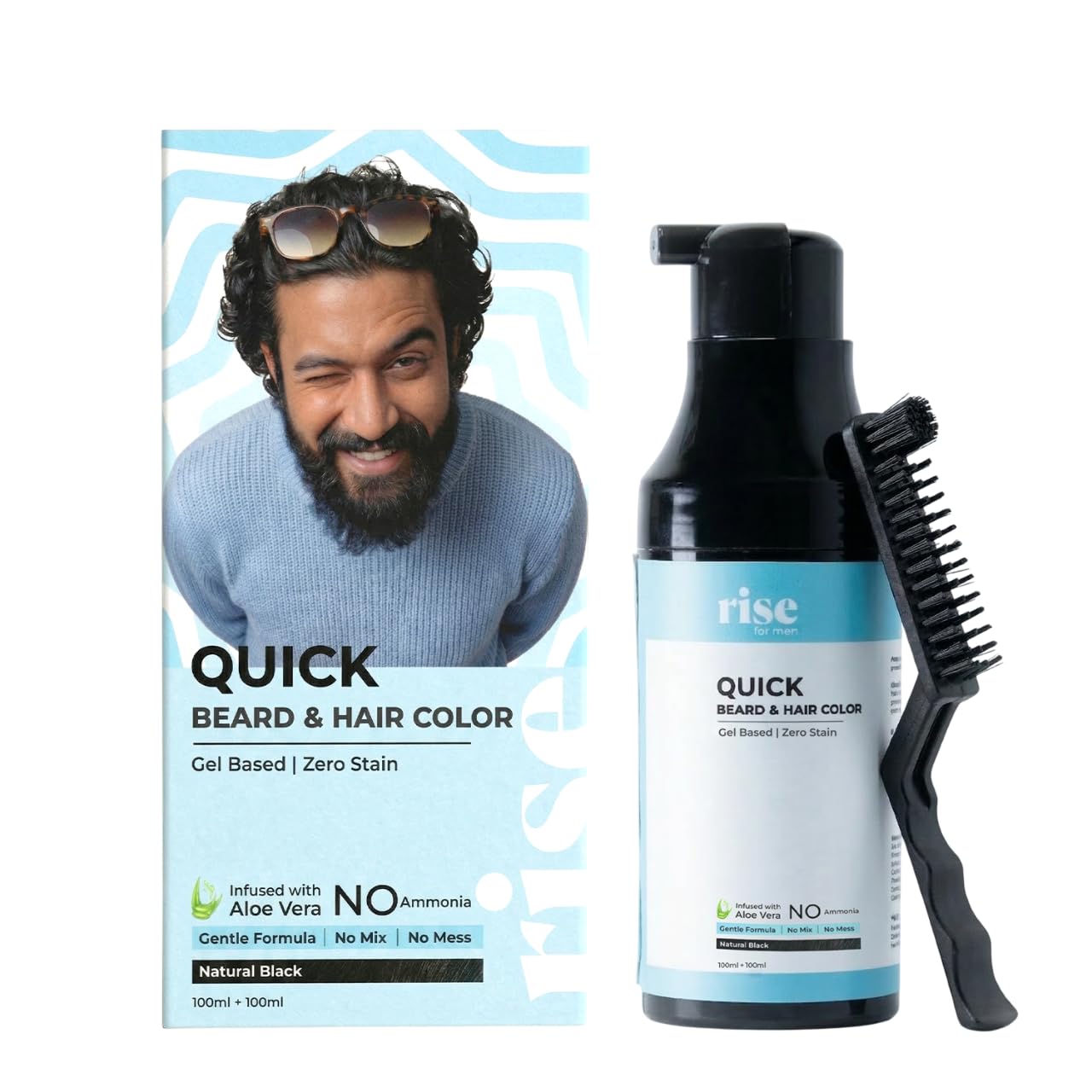 Quick Hair & Beard Color | Natural Black | Gel Formula | No Ammonia and Bleach | No Staining | Mess-Free | Aloe Vera Infused | 200ml-picture-27