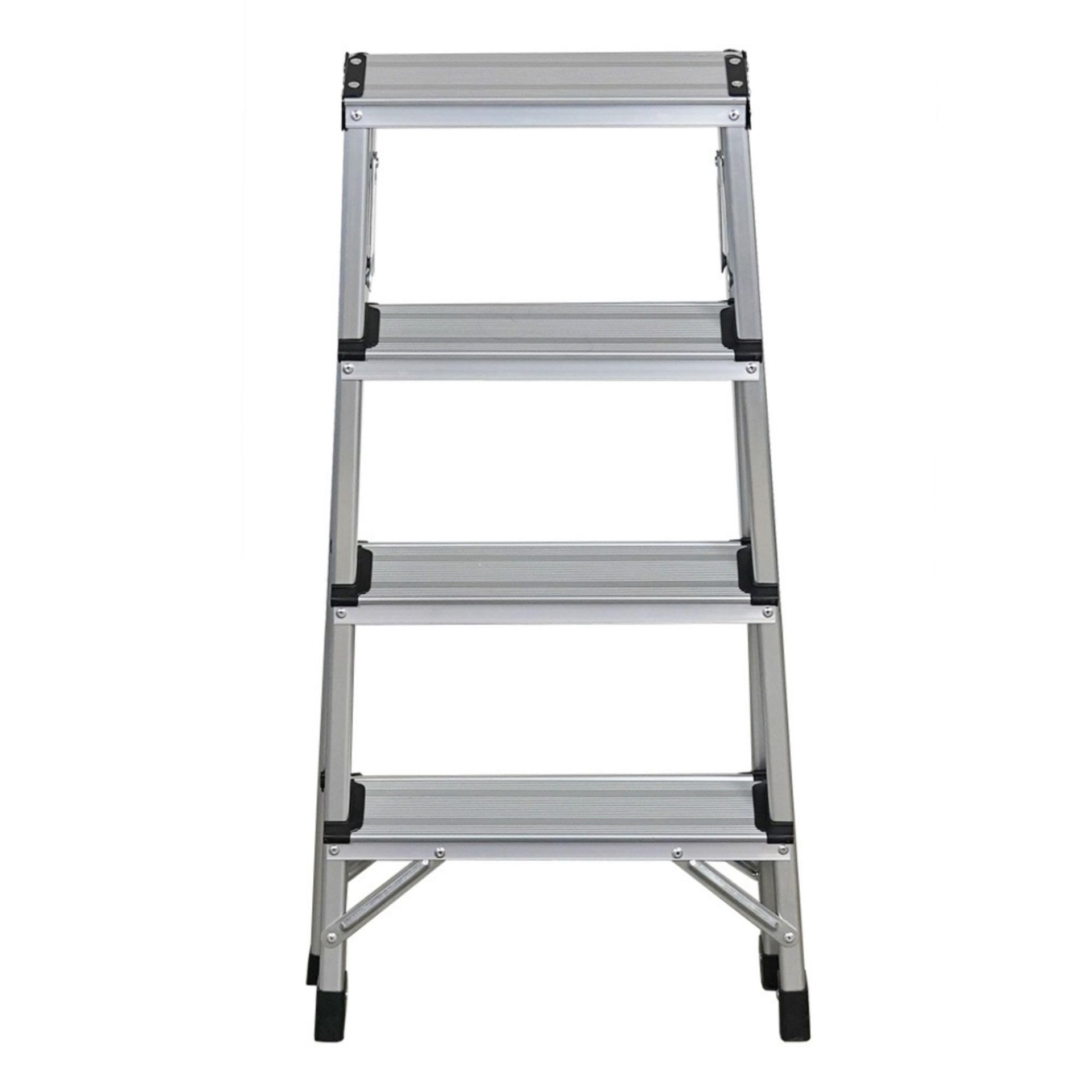 PROREGAL Escabeau Pliant Apollo 4 marches Échelle Double Accessible des Deux côtés, Charge maximale 150 kg 78x35x69cm Aluminium antidérapant légère Tabouret