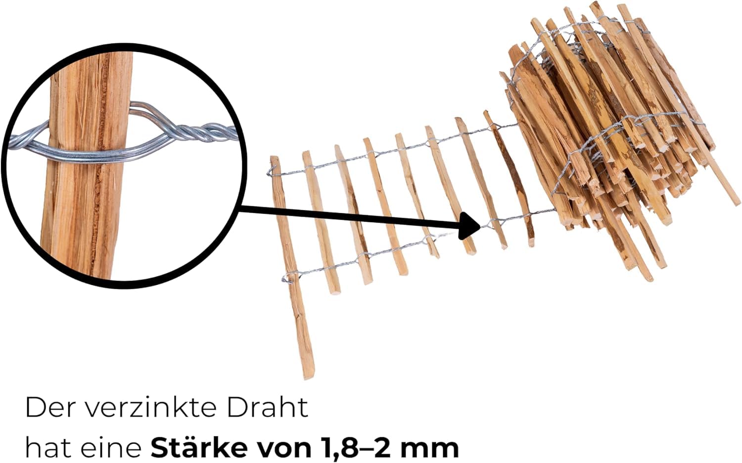 Staketenzaun H:50 cm L:5m Lattenabstand 7-8 cm Gartenzaun Beetumrandung Haselnuss Holz Steckzaun Holzzaun Zaunelemente Rollzaun Rollboarder