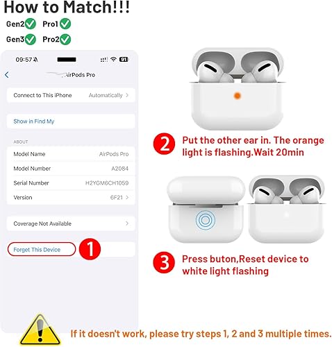 Miniatura 2 de OEM A2565 Reemplazo de auricular lateral derecho único para 3 generación, compatible con funda de carga original A2897 y A2566 almohadilla de oreja